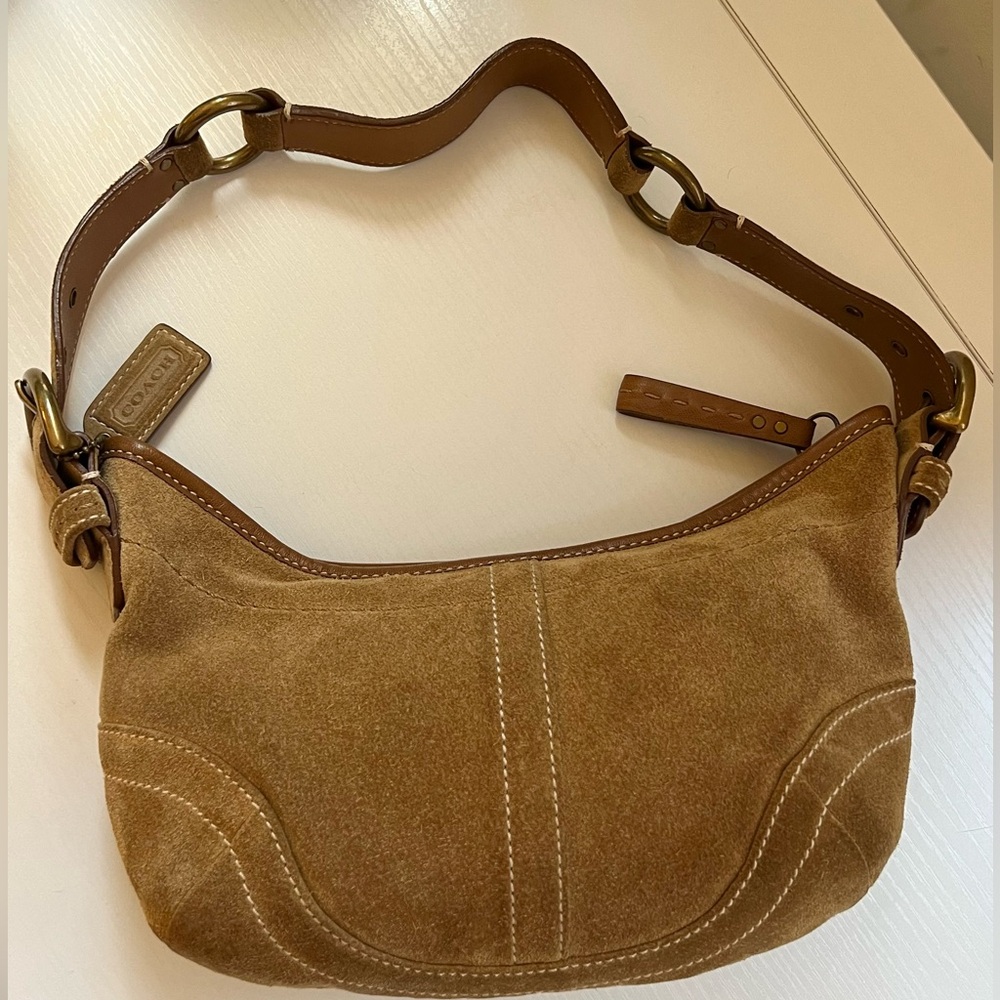 Coach Tan Suede Hobo Shoulder Bag